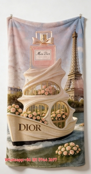 Dior Paris Rose Perfume Flannel Sofa Throw Blanket D360